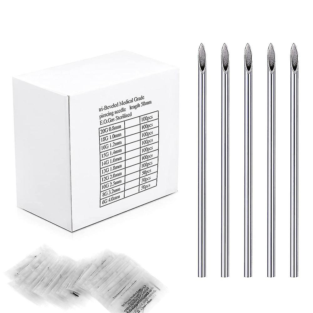 tri-beveled medical grade piercing needle length 50mm e.o gas sterilised - Saviour Tattoo Supplies