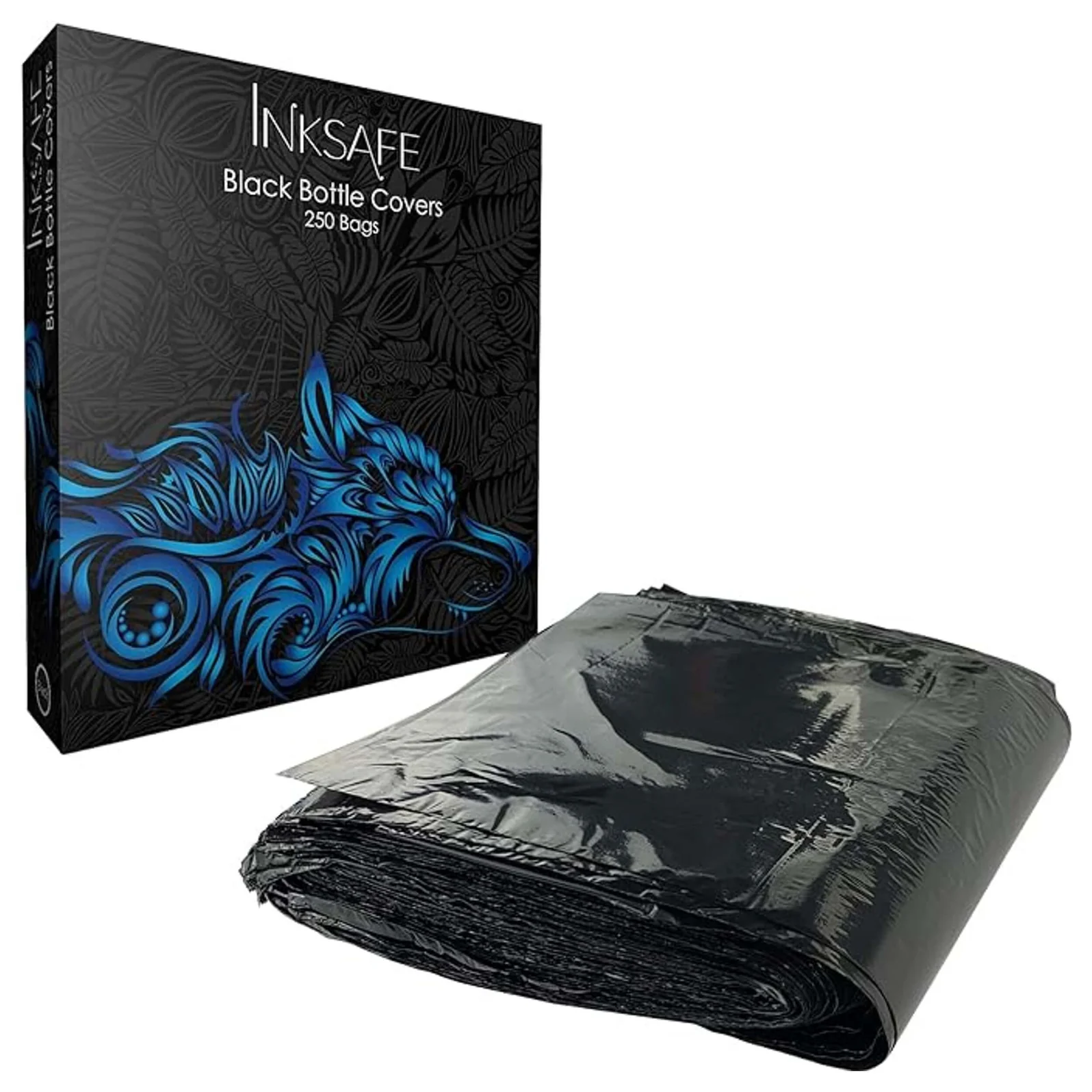 INK SAFE BLACK BOTTLE COVERS 250 - SAVIOUR TATTOO SUPPLIES