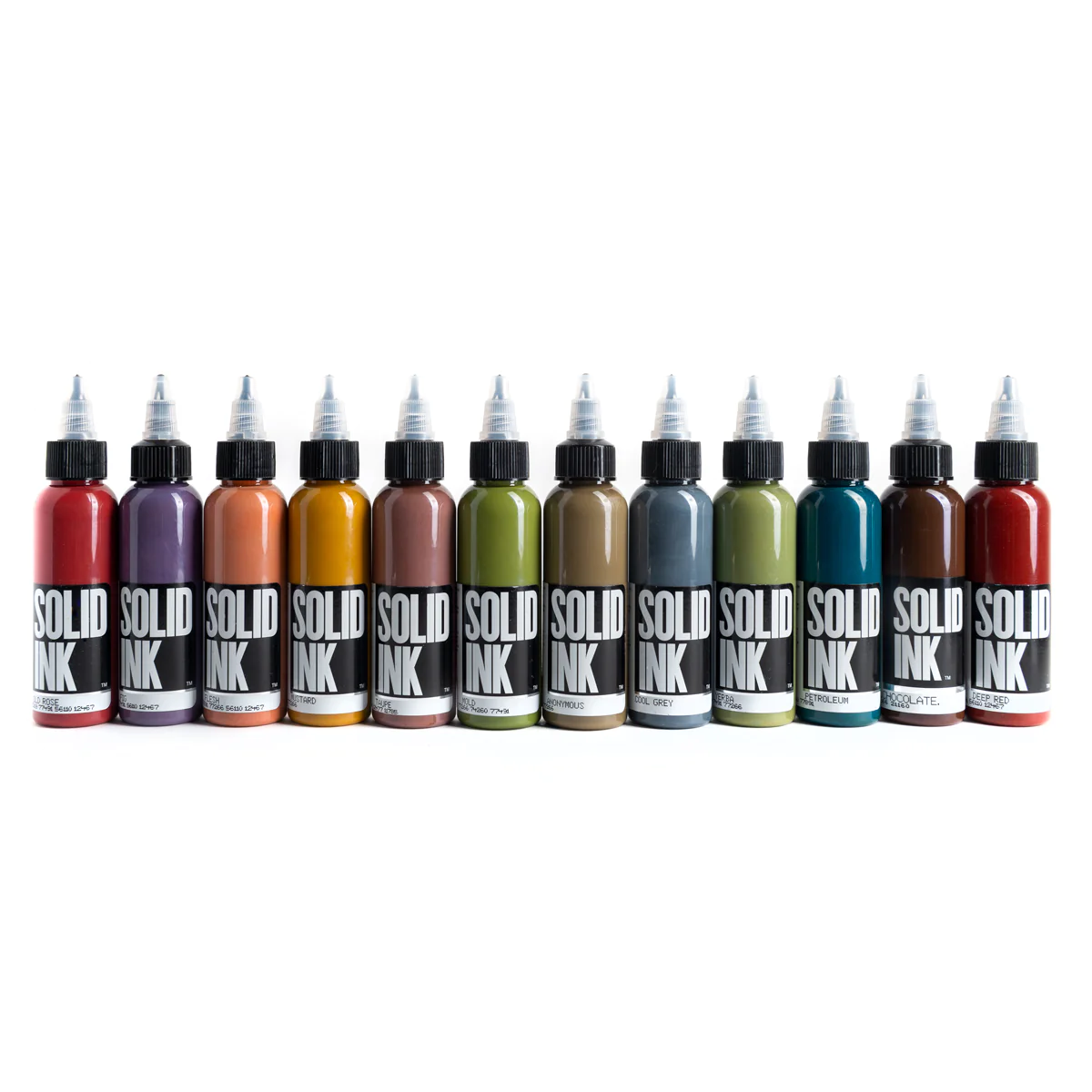 solid ink opaque earth set in a row - saviour tattoo supplies