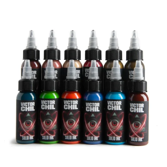 Solid Ink - Victor Chil Set (1oz set of 12) - Saviour Tattoo Supplies