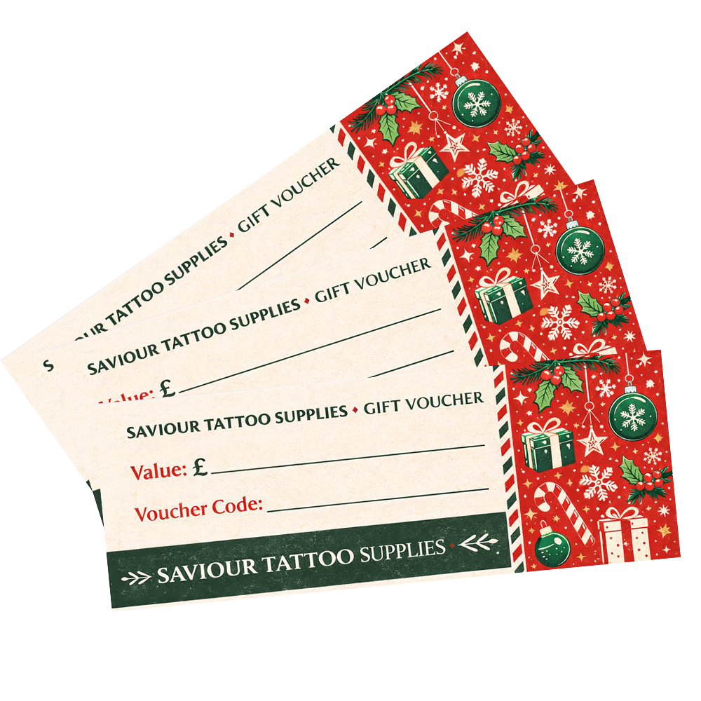 3 vouchers overlapping - saviour tattoo supplies Christmas gift card