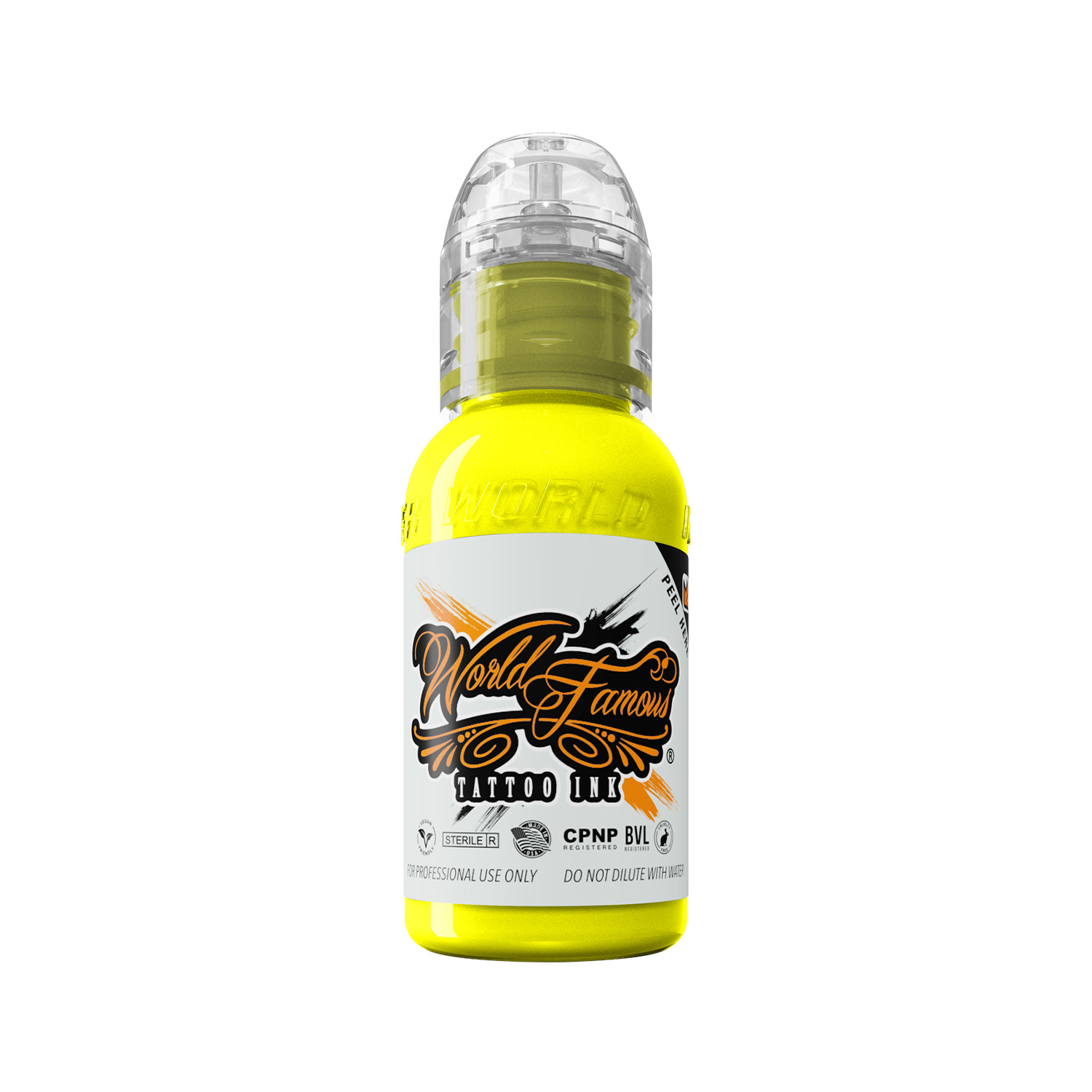• world famous ink illuminati yellow 30ml tattoo ink bottle - saviour tattoo supplies