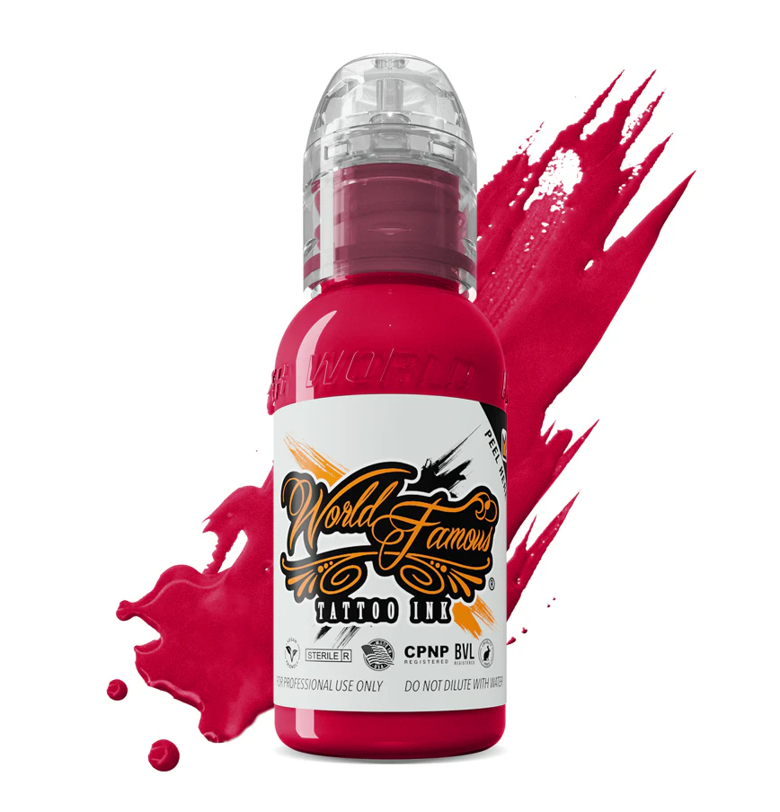World Famous Ink Rose Red 30ml 1oz Tattoo Ink - saviour tattoo supplies