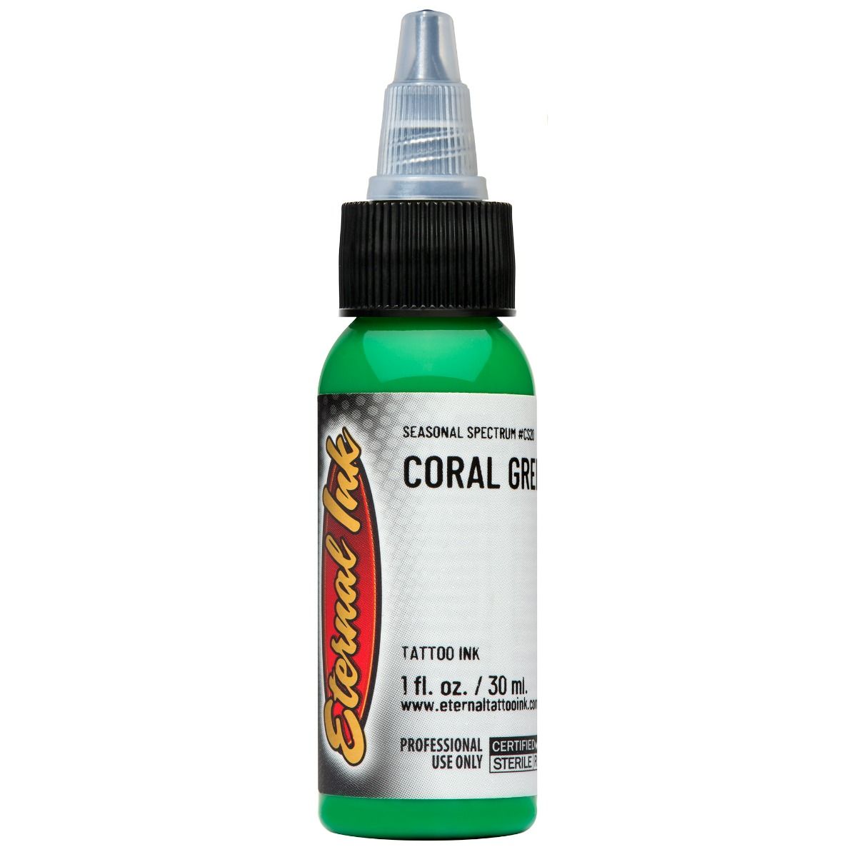 Eternal Ink Coral Green 30ml tattoo ink bottle dark green seasonal spectrum colour