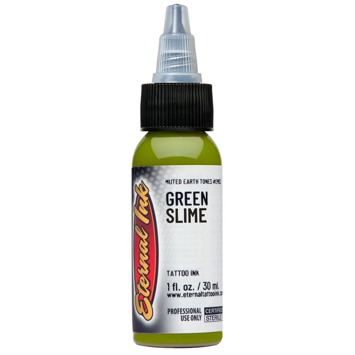 Eternal Ink Green Slime 30ml tattoo ink bottle muted dirty green colour - saviour tattoo supplies