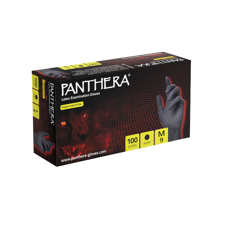 Panthera Black Latex Tattoo Gloves XS S M L XL - saviour tattoo supplies