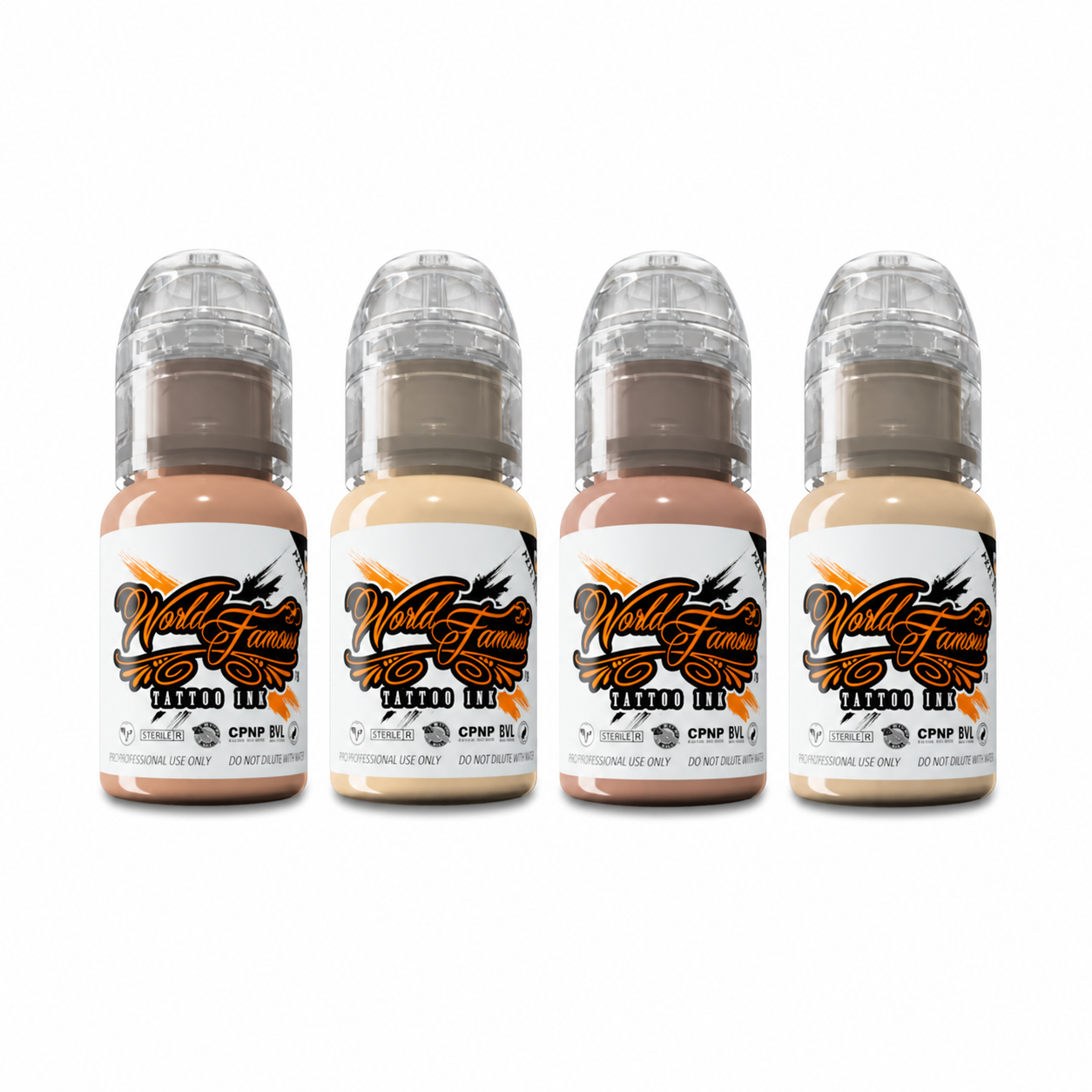 WORLD FAMOUS TATTOO INK 4 BOTTLE ALEX SANTUCCI COVER-UP SET - hero shot - saviour tattoo supplies