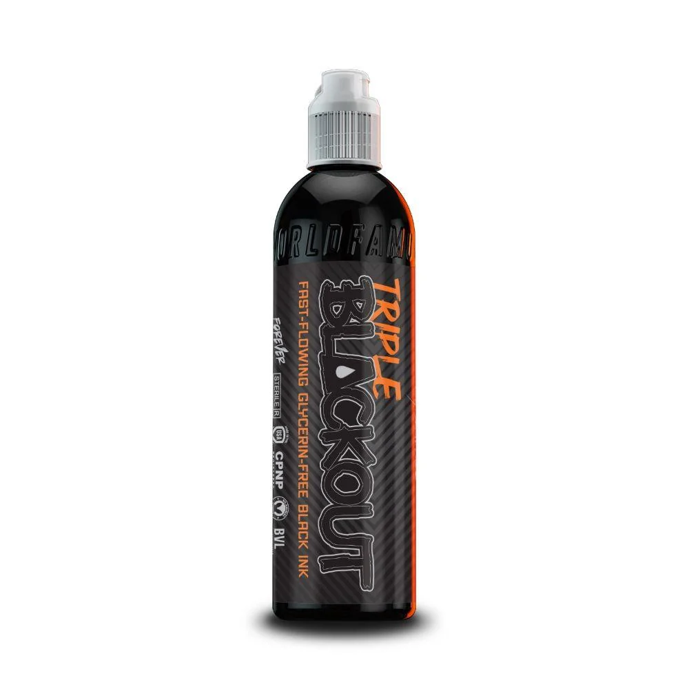 world famous ink - triple black out 8oz - saviour tattoo supplies